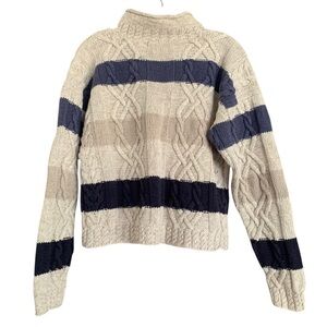 Vintage Paris Sport Club Hand Knitted Fisherman Preppy Striped Sweater Sz S